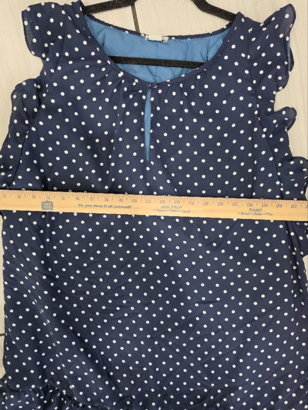 J. Crew Navy and White Polka Dot Ruffle Sleeve Midi Dress Size XL. Cottagecore